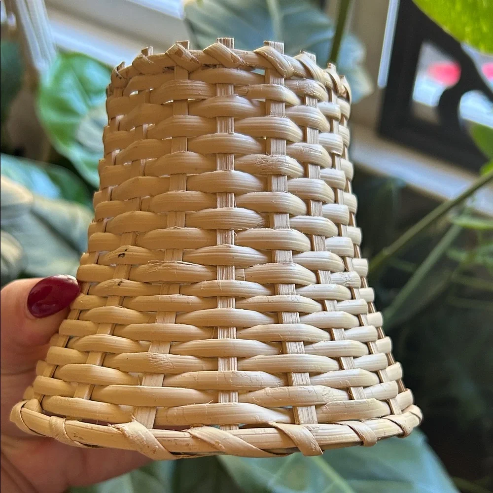 Pottery Barn Woven Basket Shade - Natural Tan